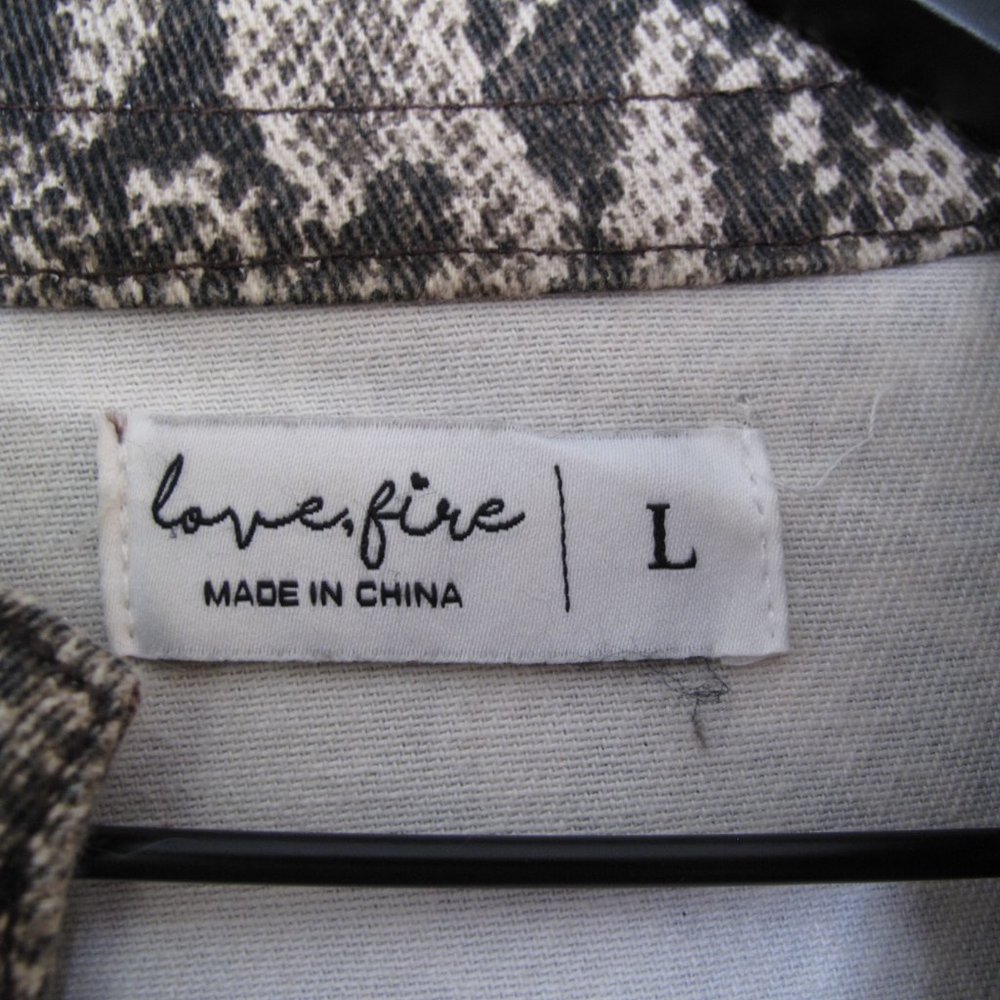 Lovefire Brown Python Print Denim Bomber Jacket - image 4